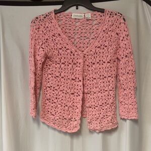 Chadwicks Women's Pink Crochet Cardigan